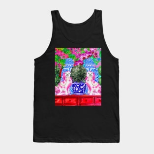 Staffordshire dogs in chinoiserie interior Tank Top